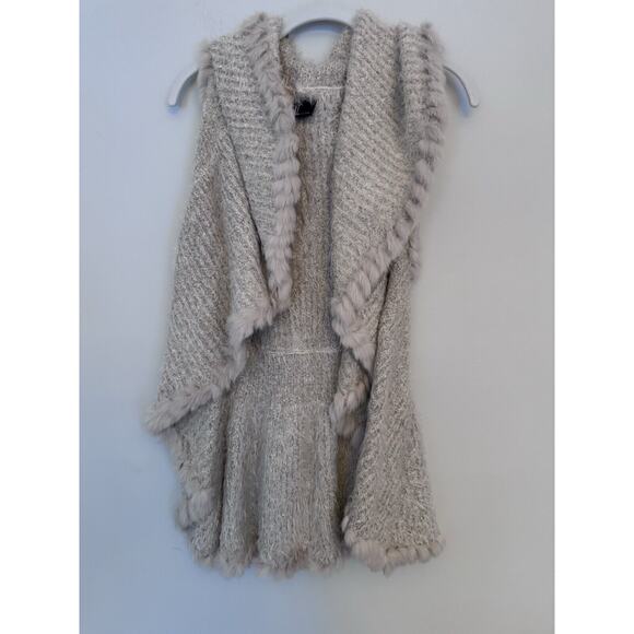 Love Token - Genuine Rabbit Fur Trim Vest - Size Small -beige - MSRP $169 - Picture 3 of 14